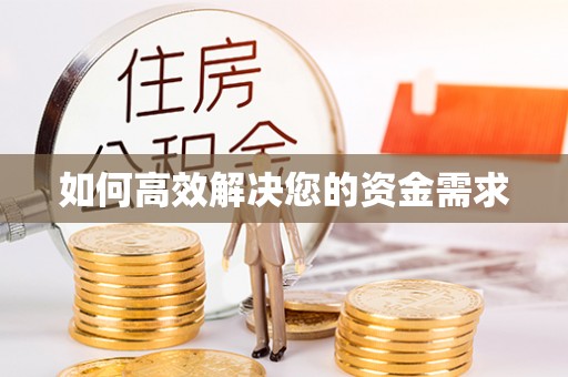 金州如何高效解决您的资金需求